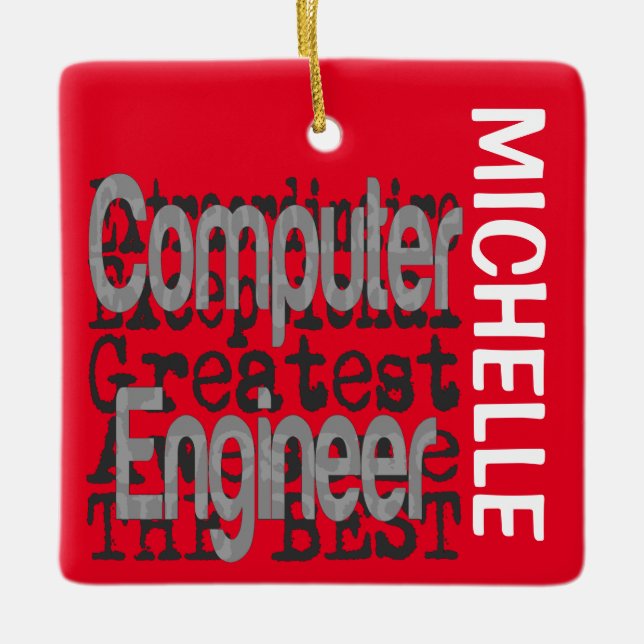 Computer Ingenjör Extraordinaire ANPASSNINGSBAR Julgransprydnad Keramik (Framsida)
