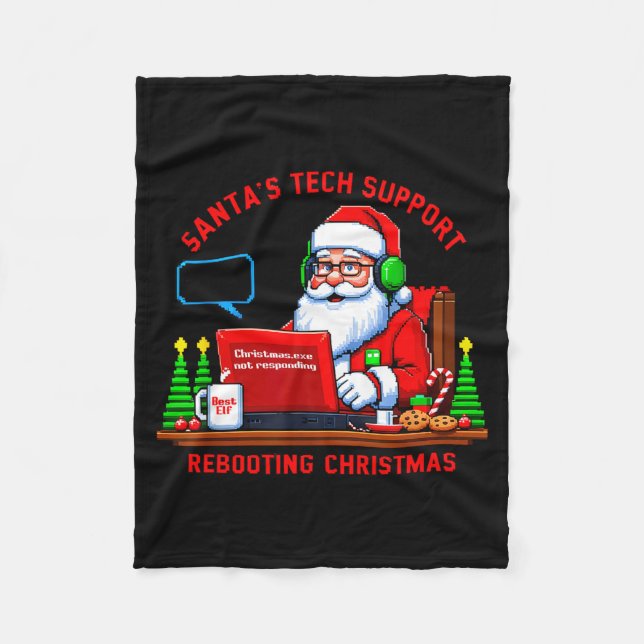 Computer Meme Funny Santa's Tech Suprt Rebooting C Fleecefilt (Framsidan)