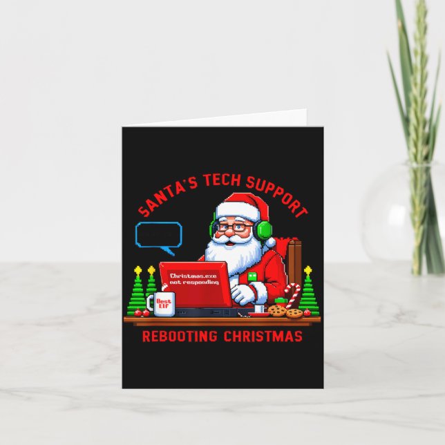 Computer Meme Funny Santa's Tech Suprt Rebooting C Kort (Framsida)