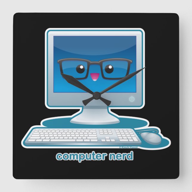 Computer Nerd Fyrkantig Klocka (Framsida)