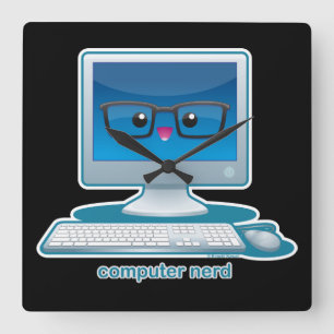 Computer Nerd Fyrkantig Klocka