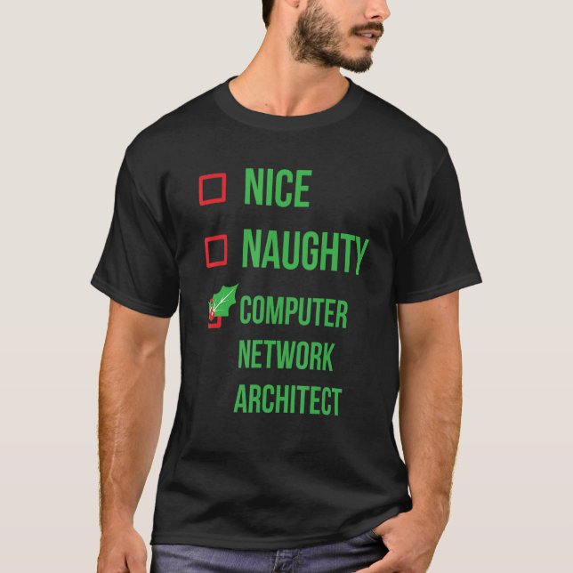 Computer Network Architect Funny Pajama-jul T Shirt (Framsida)