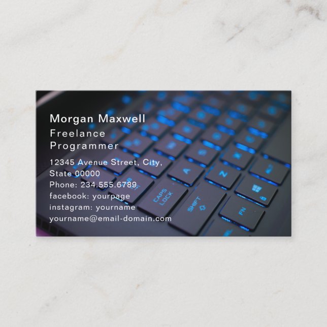 Computer Programmer Business Card Light Circuits Visitkort (Framsida)