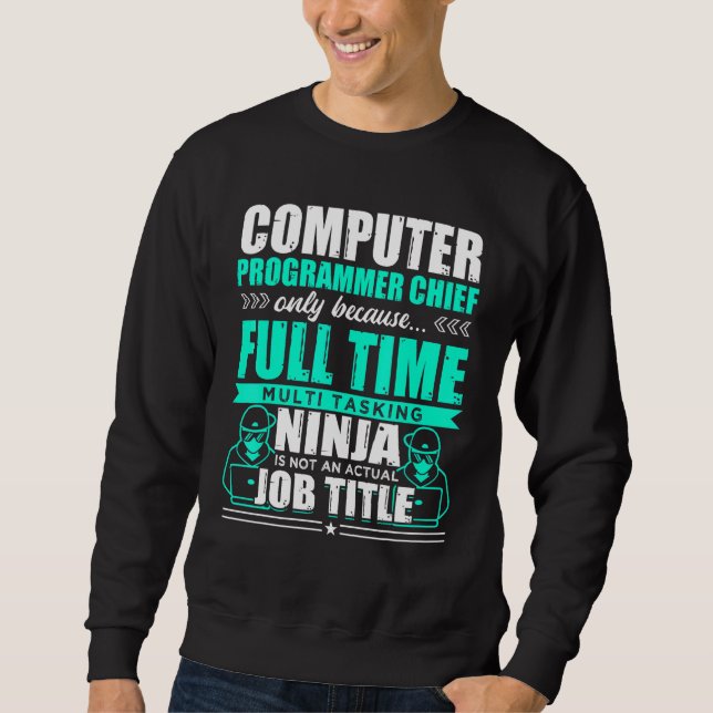 Computer Programmer Chief Multi Tasks Ninja Lång Ärmad Tröja (Framsida)