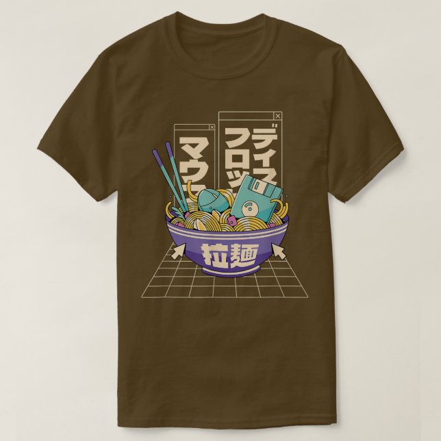 Computer Ramen Anime Noodles Kawaii Japan T Shirt (Design framsida)