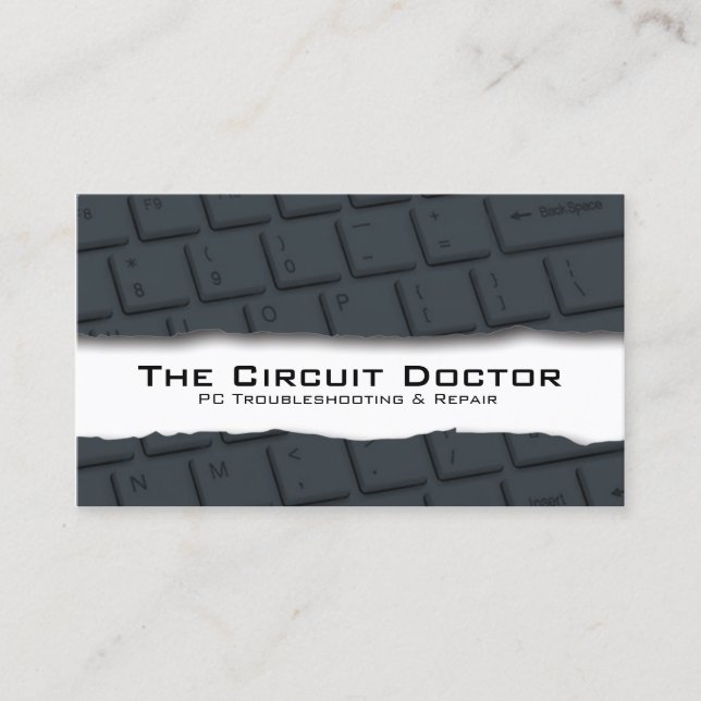 Computer Repair Affärskort Tangentbord Tearaway Visitkort (Framsida)