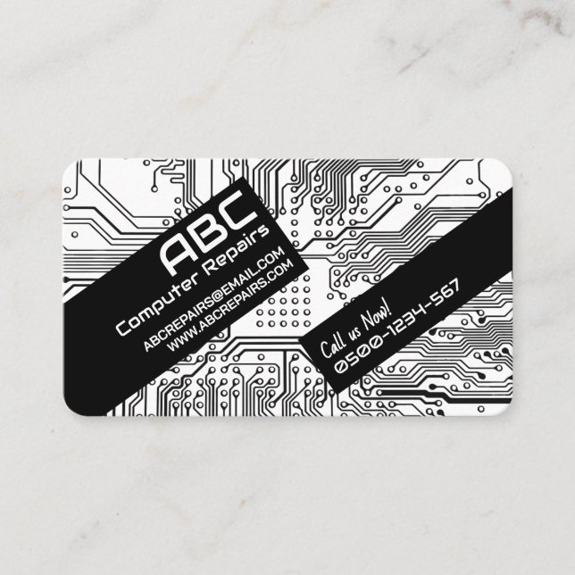 Computer Repair / Circuit Board Business Card Visitkort (Framsida)