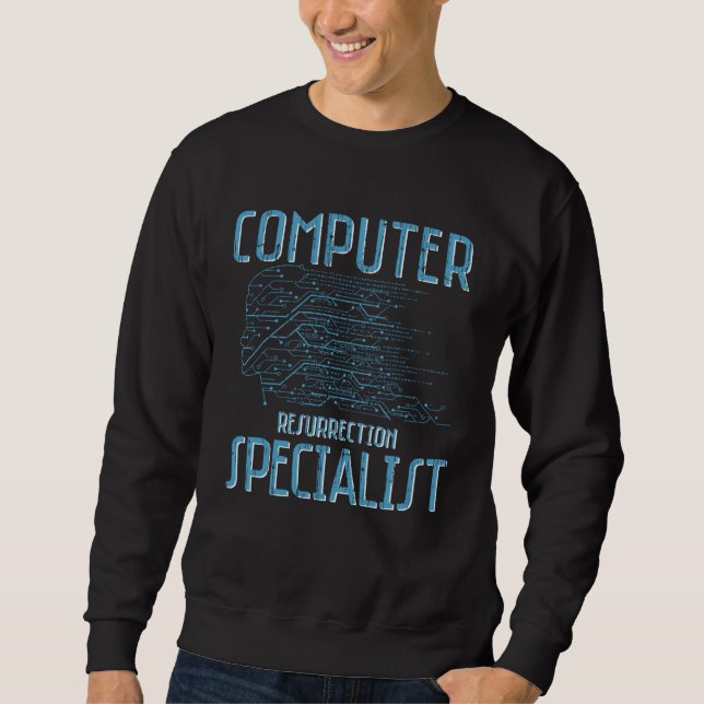 Computer Resurrection Specialist Programming Codes Lång Ärmad Tröja (Framsida)