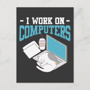 Computer Science Cat Gaming Nerd Kitten Programmer Vykort