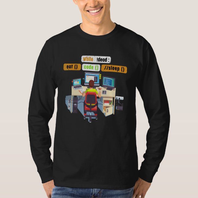 Computer Science Python Coder Eat Code Ssov Humor T Shirt (Framsida)