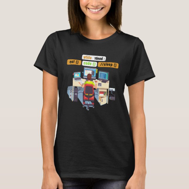 Computer Science Python Coder Eat Code Ssov Humor T Shirt (Framsida)