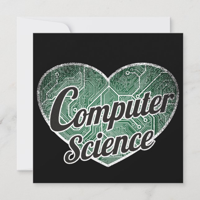 Computer Science Retro Heart Blackboard Kärlek Inbjudningar (Framsida)