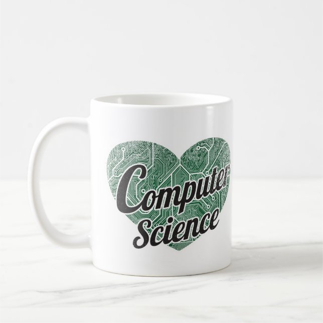 Computer Science Retro Heart Blackboard Kärlek Kaffemugg (Vänster)