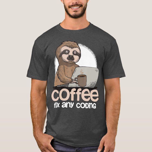 Computer Science Sloth Programmer Coding Gift IT T Shirt (Framsida)