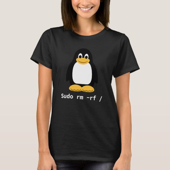 Computer Sudo Rm Tux Linux Penguin Programmer T Shirt (Framsida)