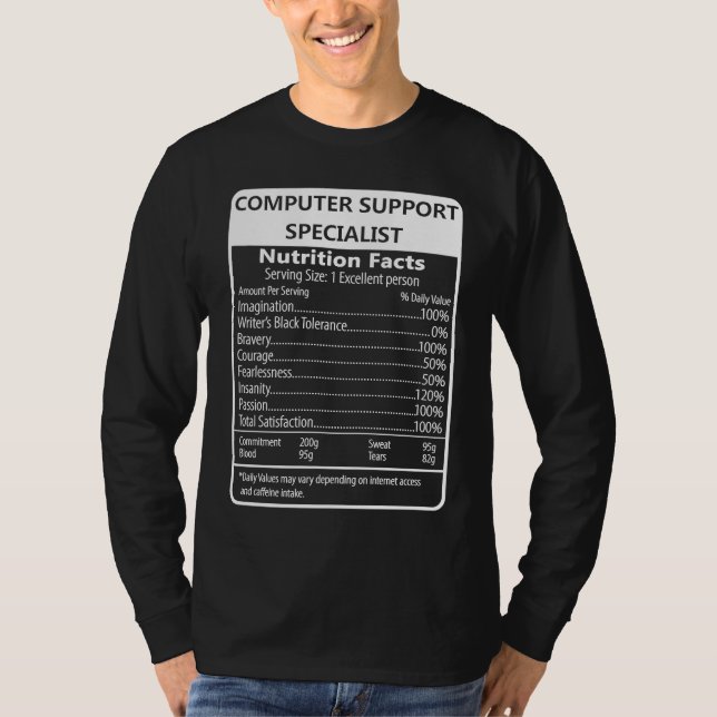 Computer Support Specialist Nutrition Facts T Shirt (Framsida)