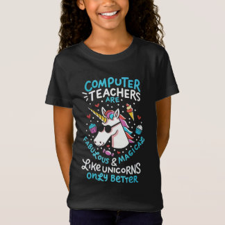 Computer Teacher Unicorn FunnyTeacher-uppskattning T Shirt