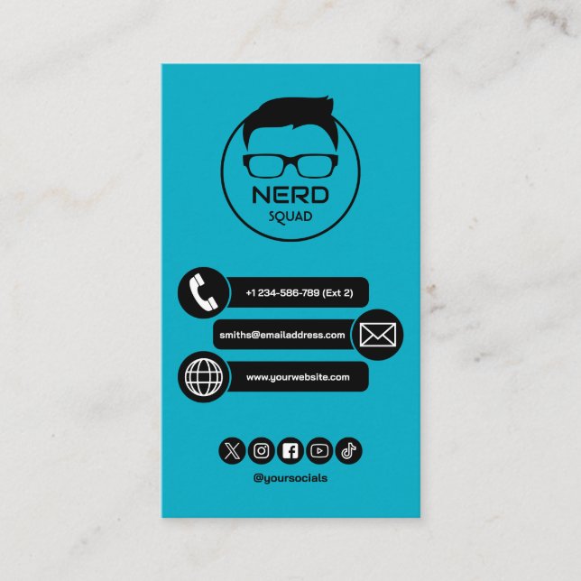 Computer Tech Guy Nerdy Business Card Visitkort (Framsida)
