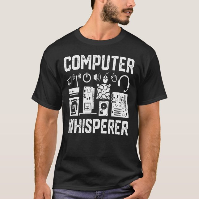 Computer Whisperer IT Technician Nerd Geek Geeky T Shirt (Framsida)