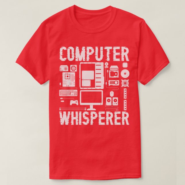 Computer Whisperer Tech stöder programmeringskoder T Shirt (Design framsida)