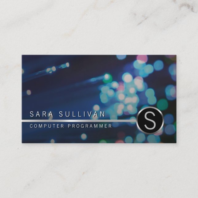 ComputerProgrammer IT Colorful FibreOptic Monogram Visitkort (Framsida)