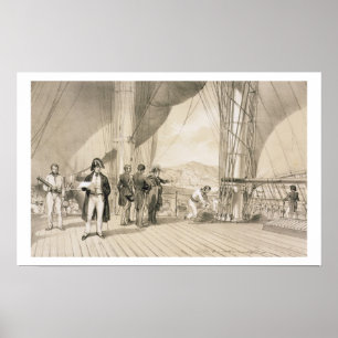 Comten de Bourmont och amiral Duperre ombord Poster