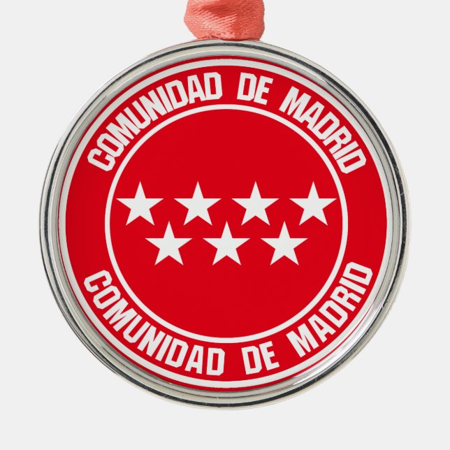 Comunidad de Madrid Round Emblem Julgransprydnad Metall (Framsidan)