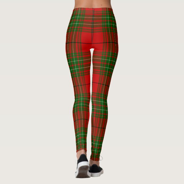 Comyn tartan Red grönt plaid Leggings (Baksida)