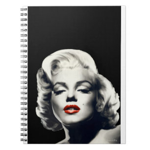 CON24BW-V4 röd läppar Marilyn I BLACK.tif Anteckningsbok