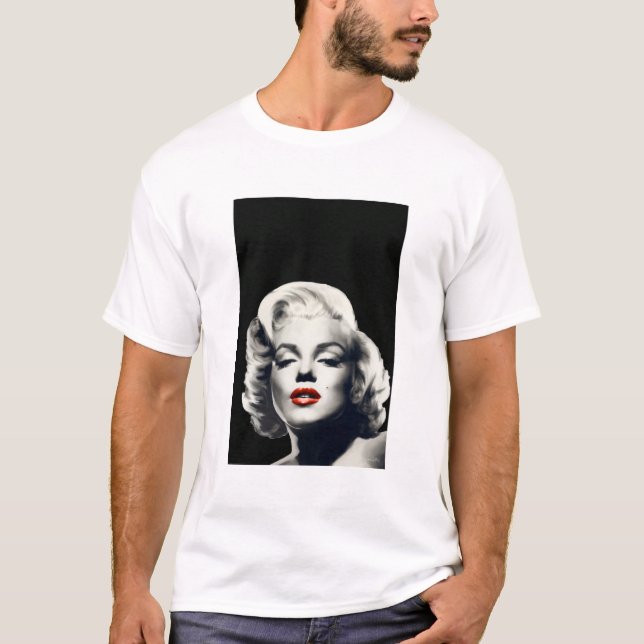 CON24BW-V4 röd läppar Marilyn I BLACK.tif T Shirt (Framsida)