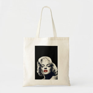 CON24BW-V4 röd läppar Marilyn I BLACK.tif Tygkasse