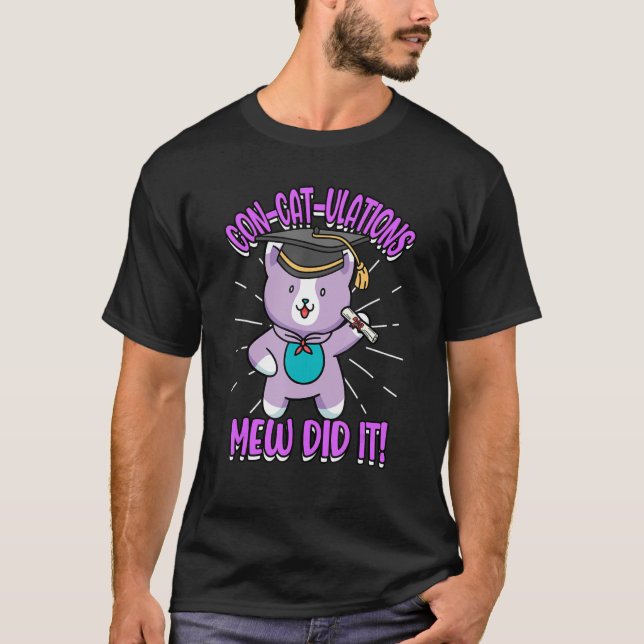 Con-Cat-Ulations Mew gjorde det katt Studenten T Shirt (Framsida)