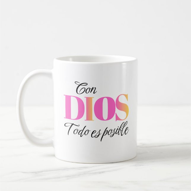Con Dios Todo es Posible - Mateo 19:26 Christian A Kaffemugg (Vänster)