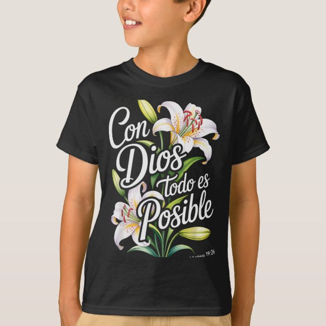 Con Dios Todo Es Posible Tröja Kristna Spanska F (Framsida)