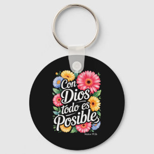 Con Dios Todo Es Posible Tröja Kristna Spanska F Nyckelring