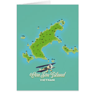 Con Son Island karta Vietnam Hälsningskort