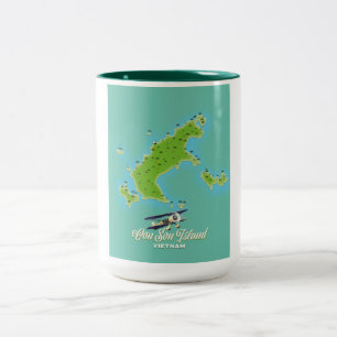 Con Son Island karta Vietnam Två-Tonad Mugg