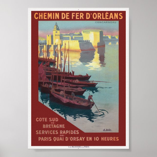 Concarneau Frankrike Vintage Affisch 1919 (Framsidan)