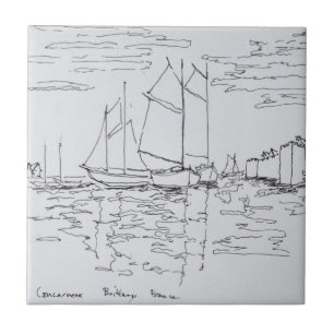 Concarneaus hamn Södra Bretagne, Frankrike Kakelplatta