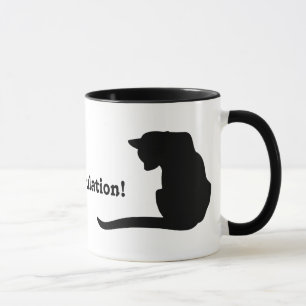 conCATulation.  Svart kattsilhouette Mugg