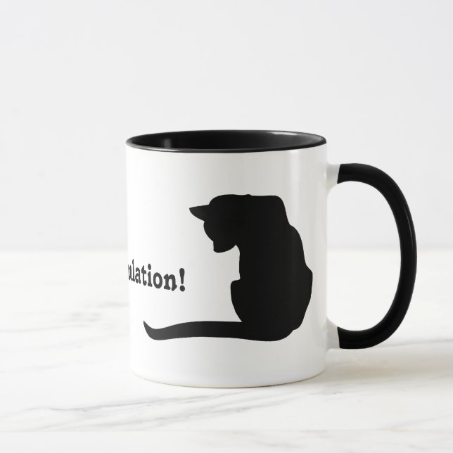 conCATulation.  Svart kattsilhouette Mugg (Höger)