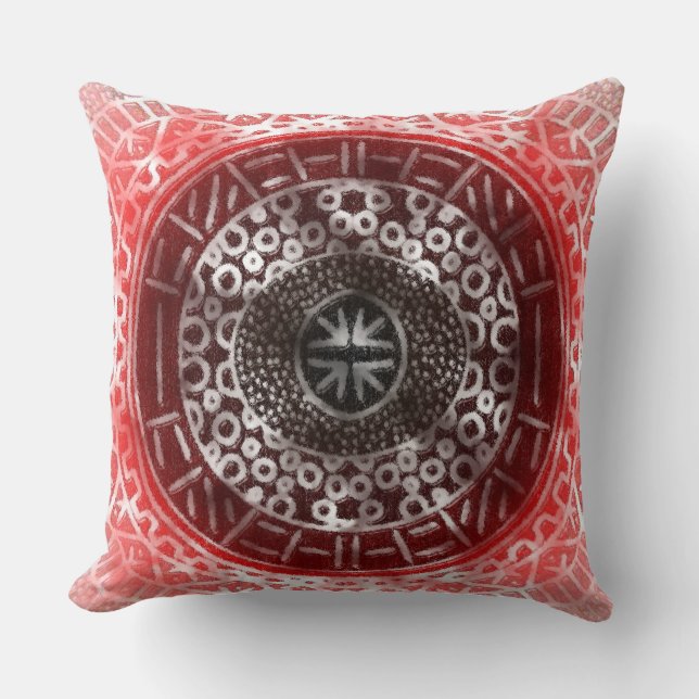 Concentric Circles African Tribal Print Red ombre Kudde (Framsida)