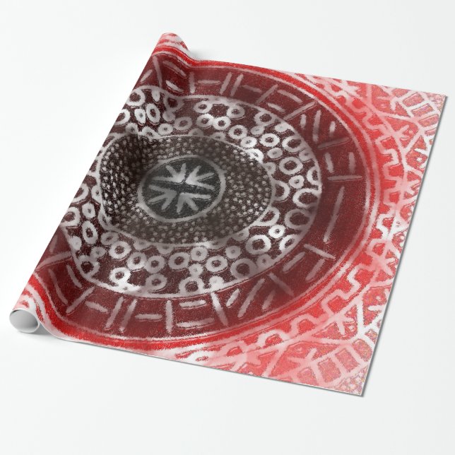Concentric Circles African Tribal Print Red ombre Presentpapper (Utrullad)