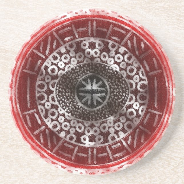 Concentric Circles African Tribal Print Red ombre Underlägg (Framsidan)