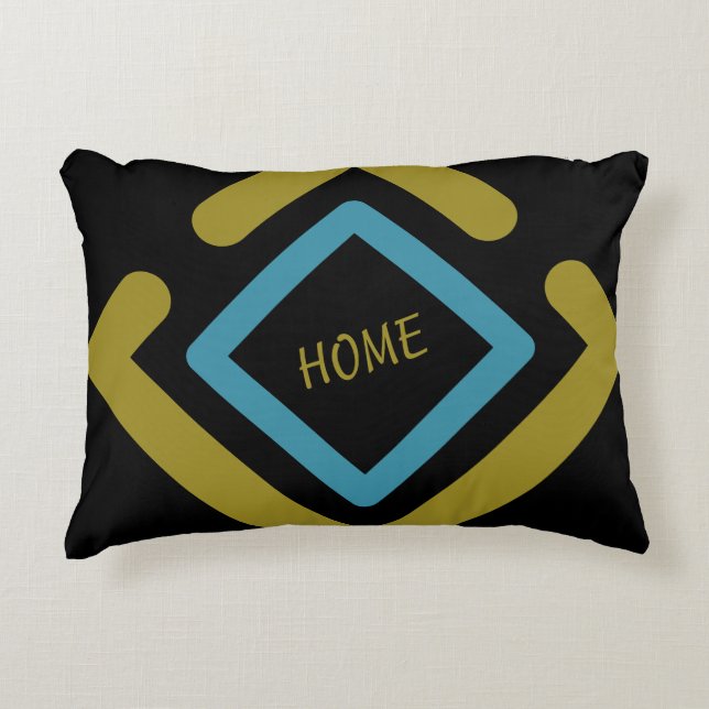 Concentric Guld och Turcos geometriska former Prydnadskudde (Framsidan)