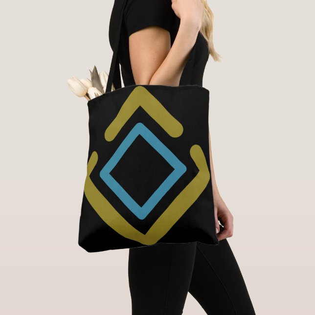 Concentric Guld och Turcos geometriska former Tygkasse (Närbild)