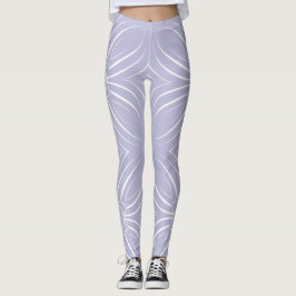 Concentric Petals in White på Lavender Bk Leggings