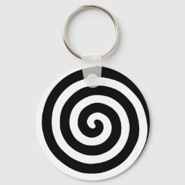 Concentric Spiral i Black & White Keychain Nyckelring