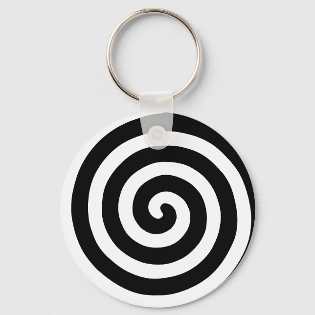 Concentric Spiral i Black & White Keychain Nyckelring (Framsida)