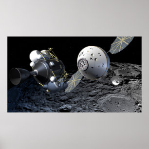 Concept Art Orion Spacecraft i Lunar Orbit Poster